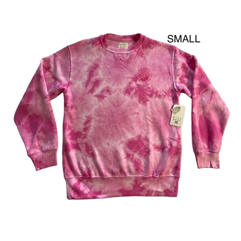 BILLABONG JUNIOR SMALL, “Let The Sunshine In” Long Sleeve Pink Tie Dye Sweatshir
